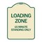 Signmission Loading Zone 15 Minutes Standing Heavy-Gauge Aluminum Architectural Sign, 24" x 18", TG-1824-24550 A-DES-TG-1824-24550 - alternate 1
